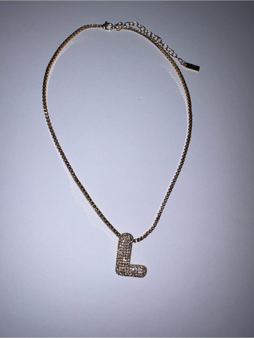 SUGARFIX by BaubleBar 16.5” Crystal Chain Initial L Necklace Gold: Zinc